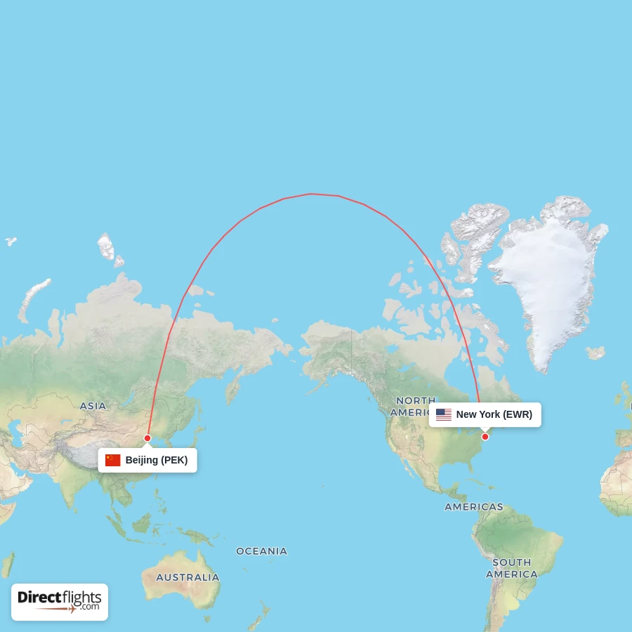 PEK - EWR route map
