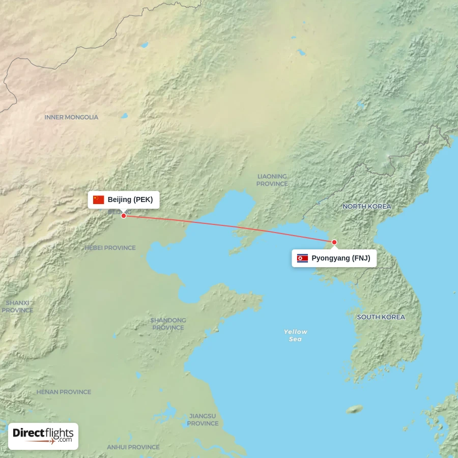 PEK - FNJ route map