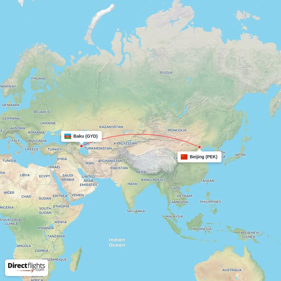 PEK - GYD route map