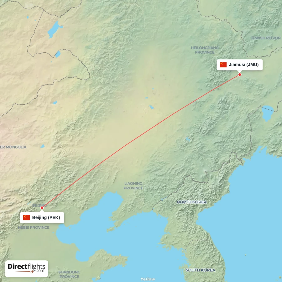PEK - JMU route map
