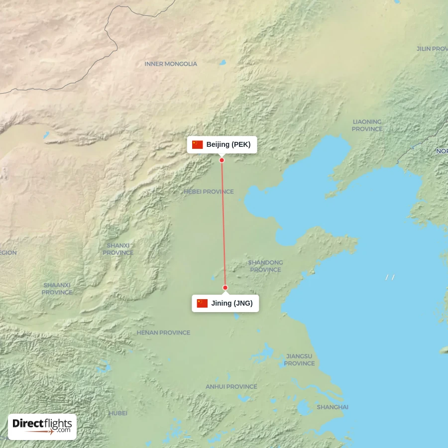 PEK - JNG route map