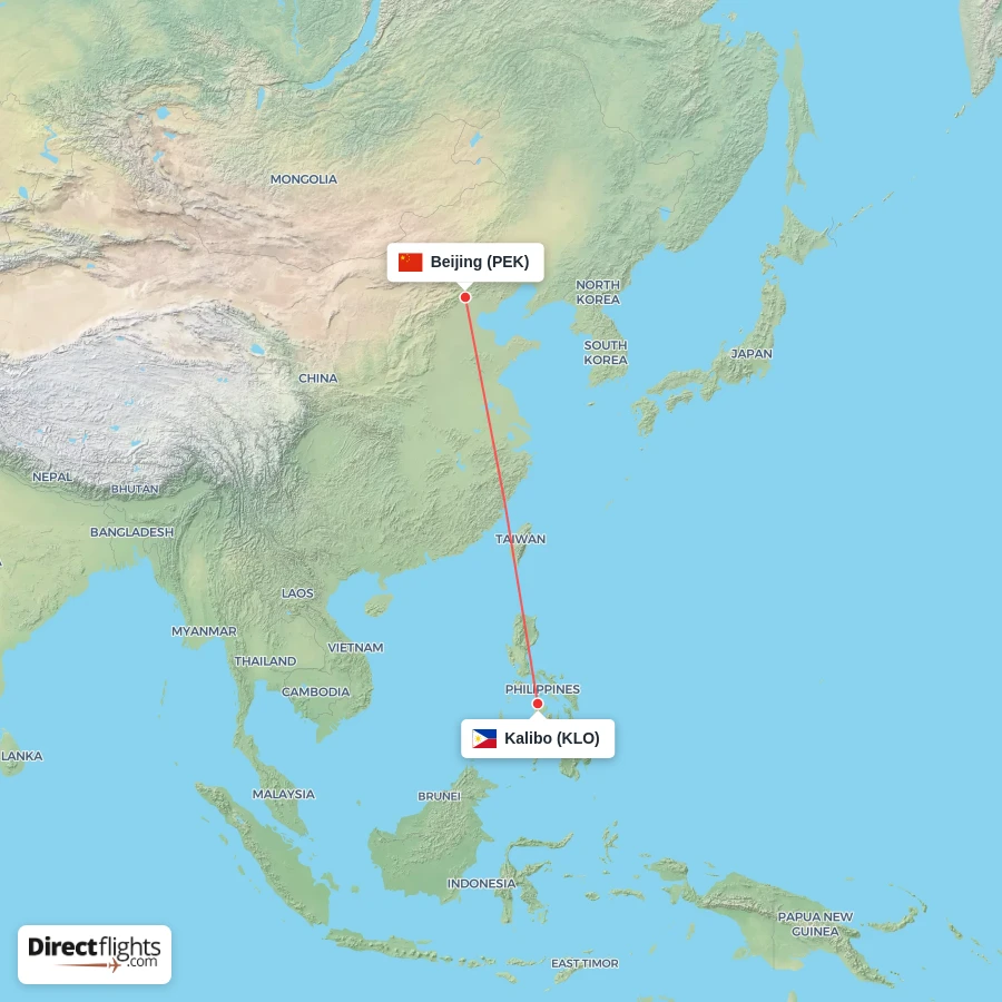 PEK - KLO route map