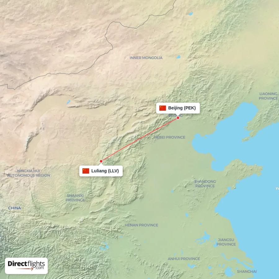 PEK - LLV route map