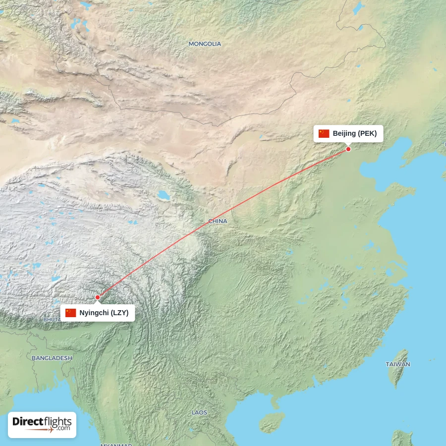 PEK - LZY route map
