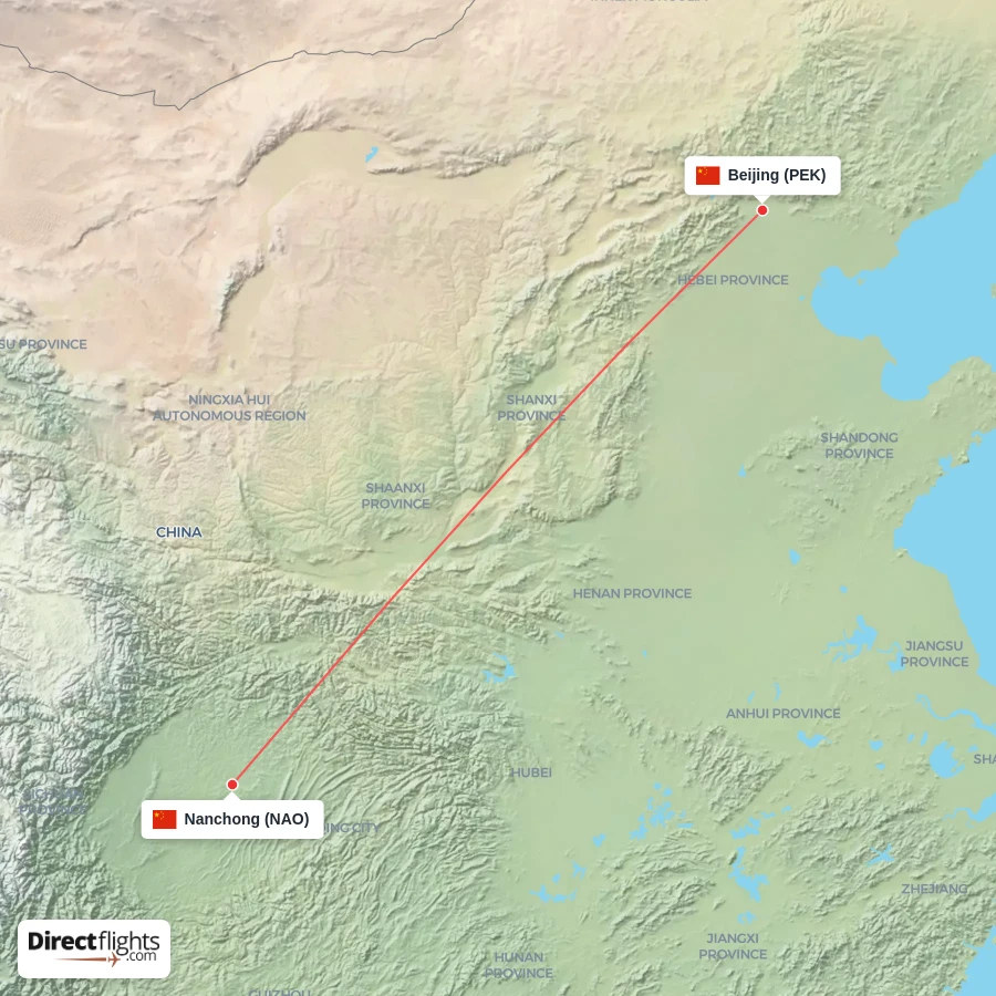 PEK - NAO route map