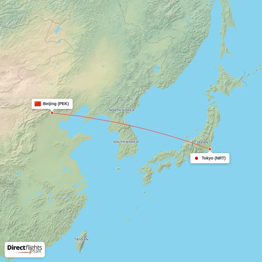 PEK - NRT route map