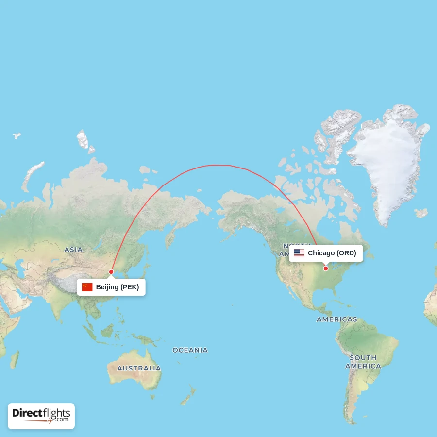 PEK - ORD route map
