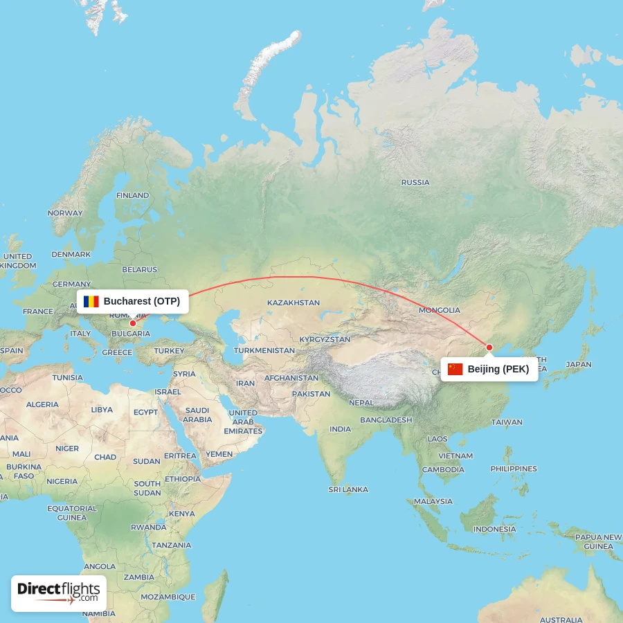 PEK - OTP route map