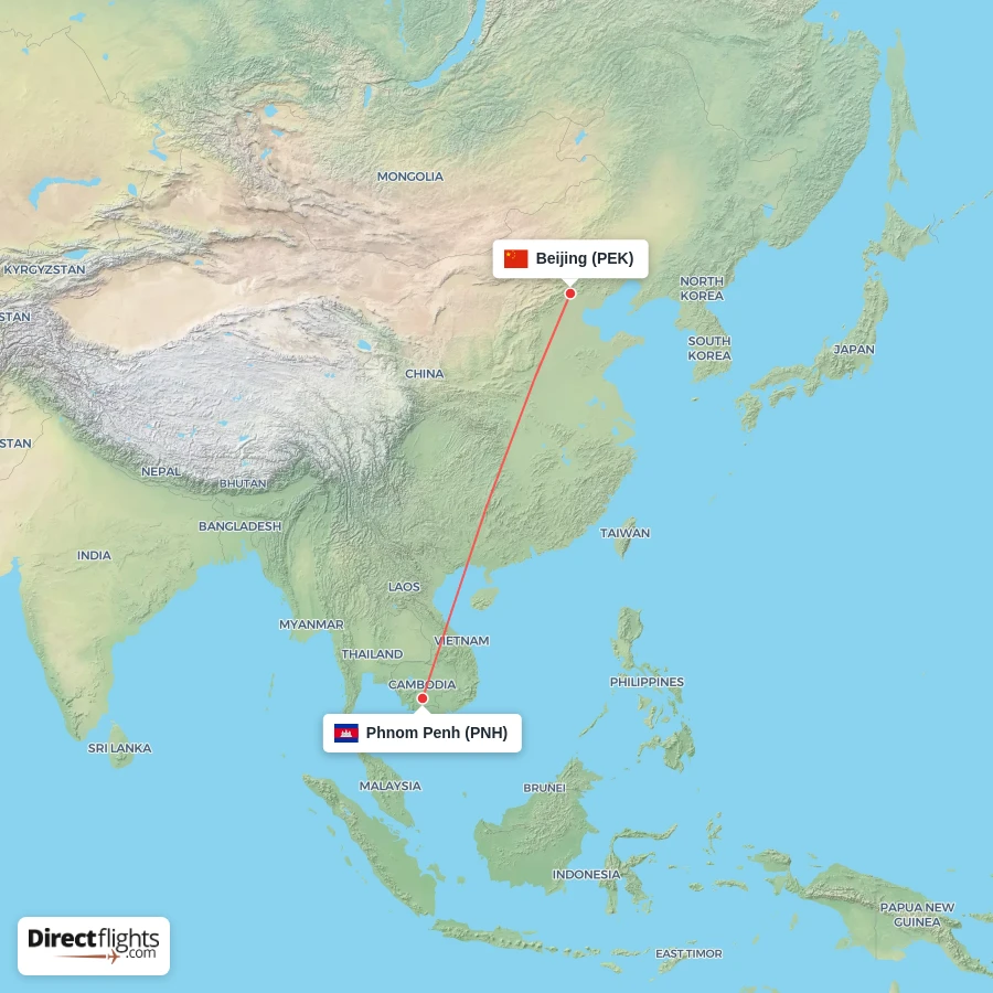 PEK - PNH route map