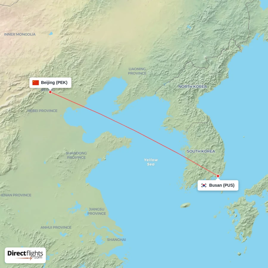PEK - PUS route map