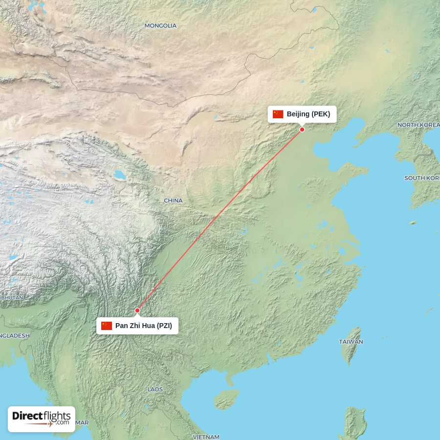 PEK - PZI route map