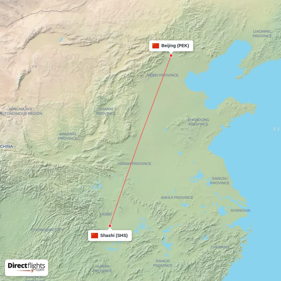PEK - SHS route map