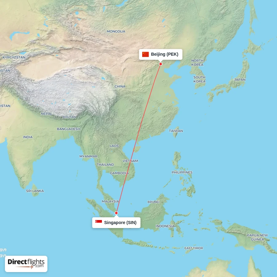 PEK - SIN route map