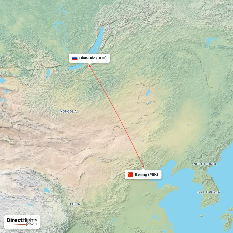 PEK - UUD route map