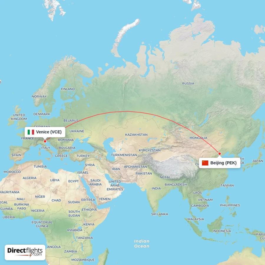 PEK - VCE route map