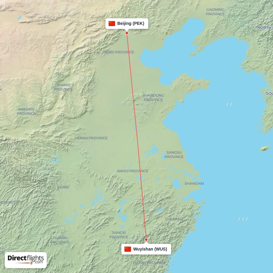 PEK - WUS route map