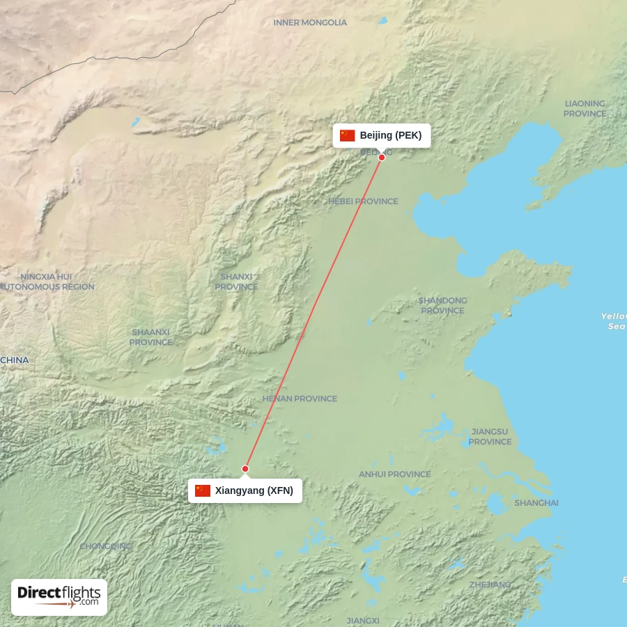 PEK - XFN route map