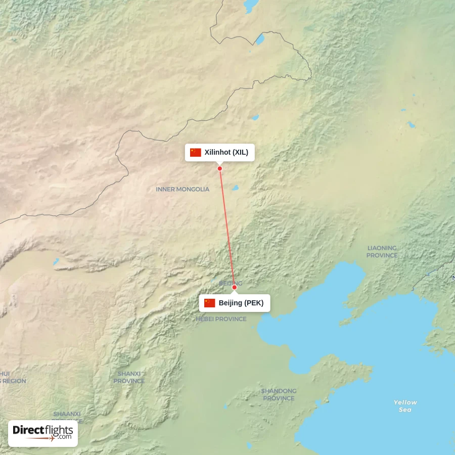 PEK - XIL route map