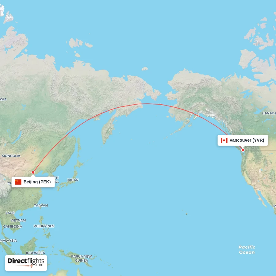 PEK - YVR route map