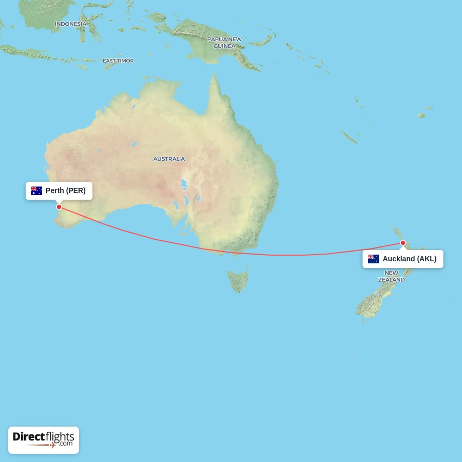PER - AKL route map