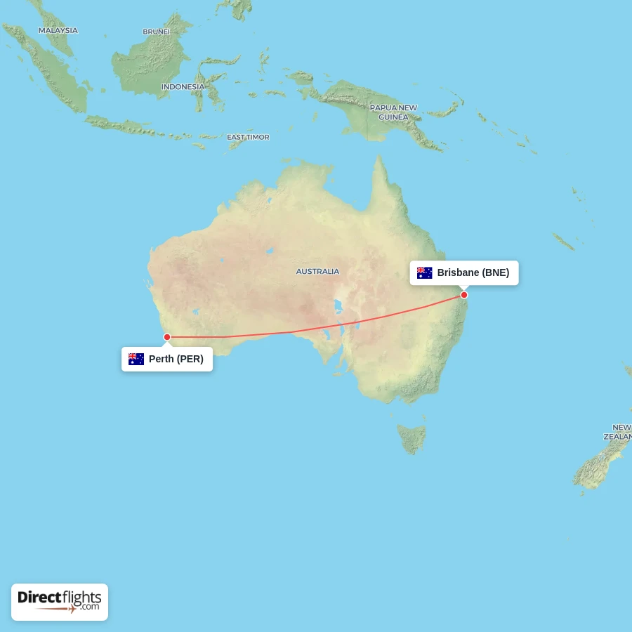 PER - BNE route map