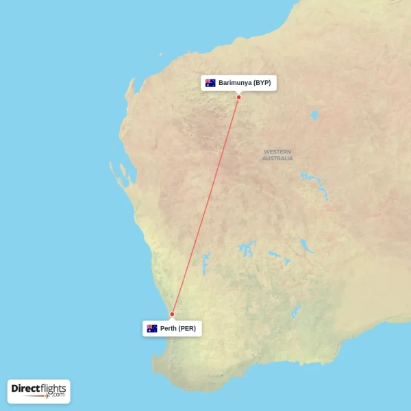 Perth - Barimunya direct flight map