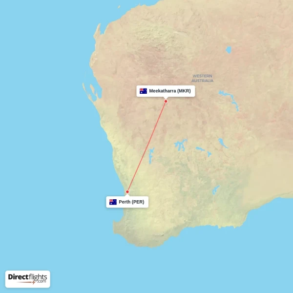 Perth - Meekatharra direct flight map