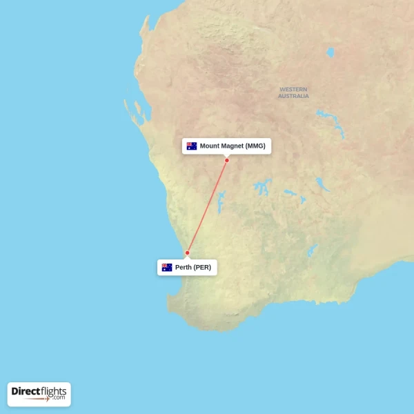 Perth - Mount Magnet direct flight map