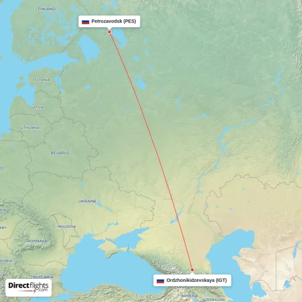 Petrozavodsk - Ordzhonikidzevskaya direct flight map