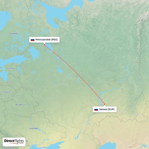 Petrozavodsk - Samara direct flight map
