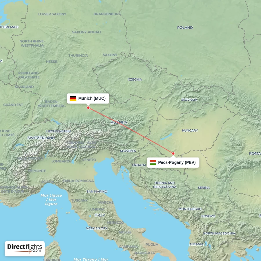 PEV - MUC route map