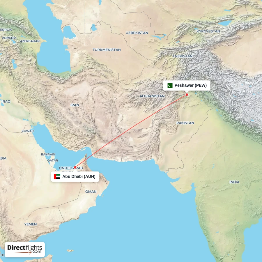 PEW - AUH route map