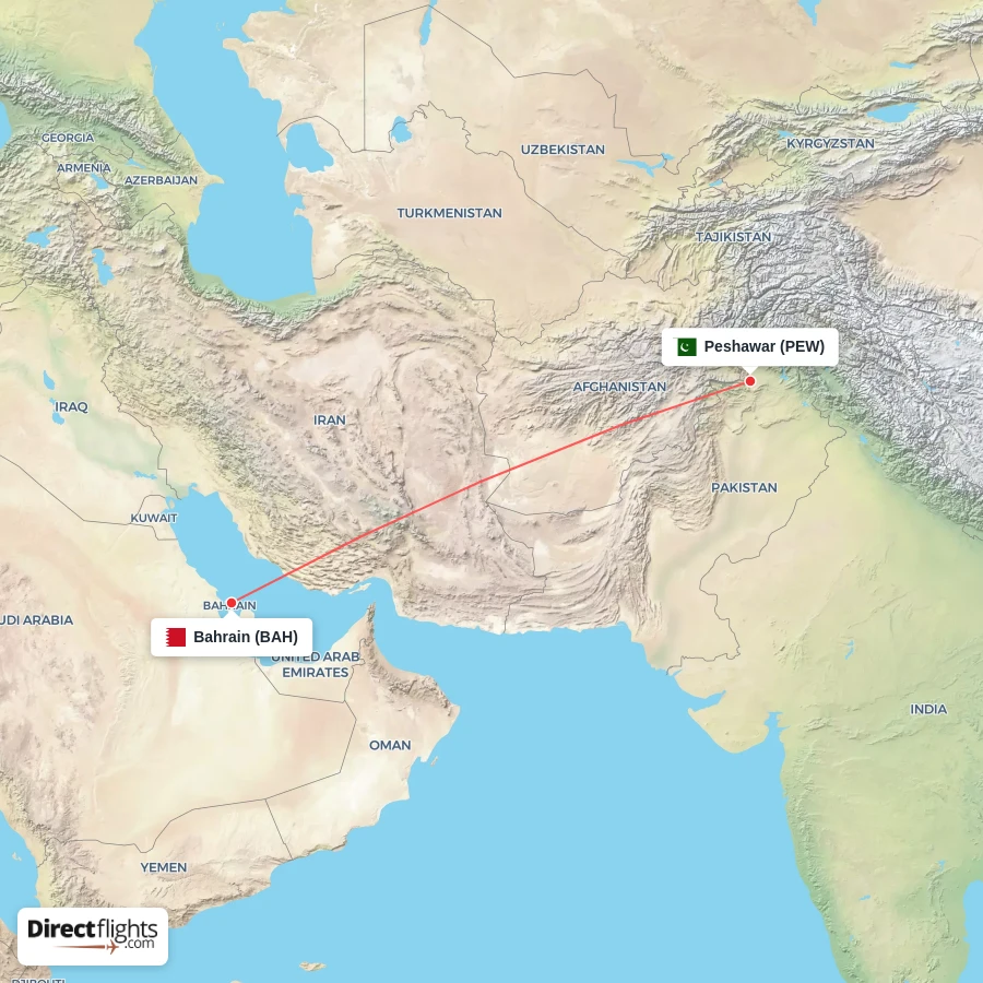 PEW - BAH route map