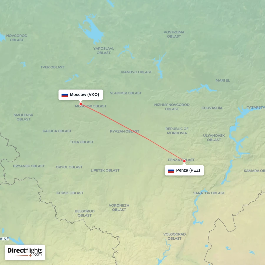 PEZ - VKO route map