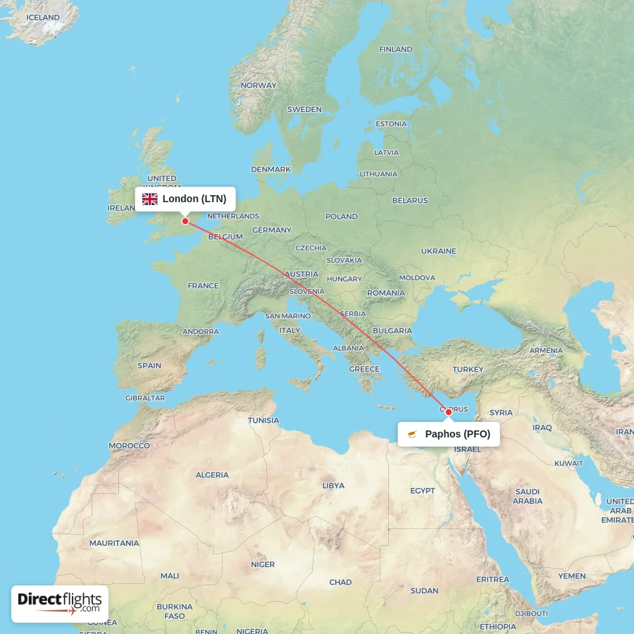 PFO - LTN route map