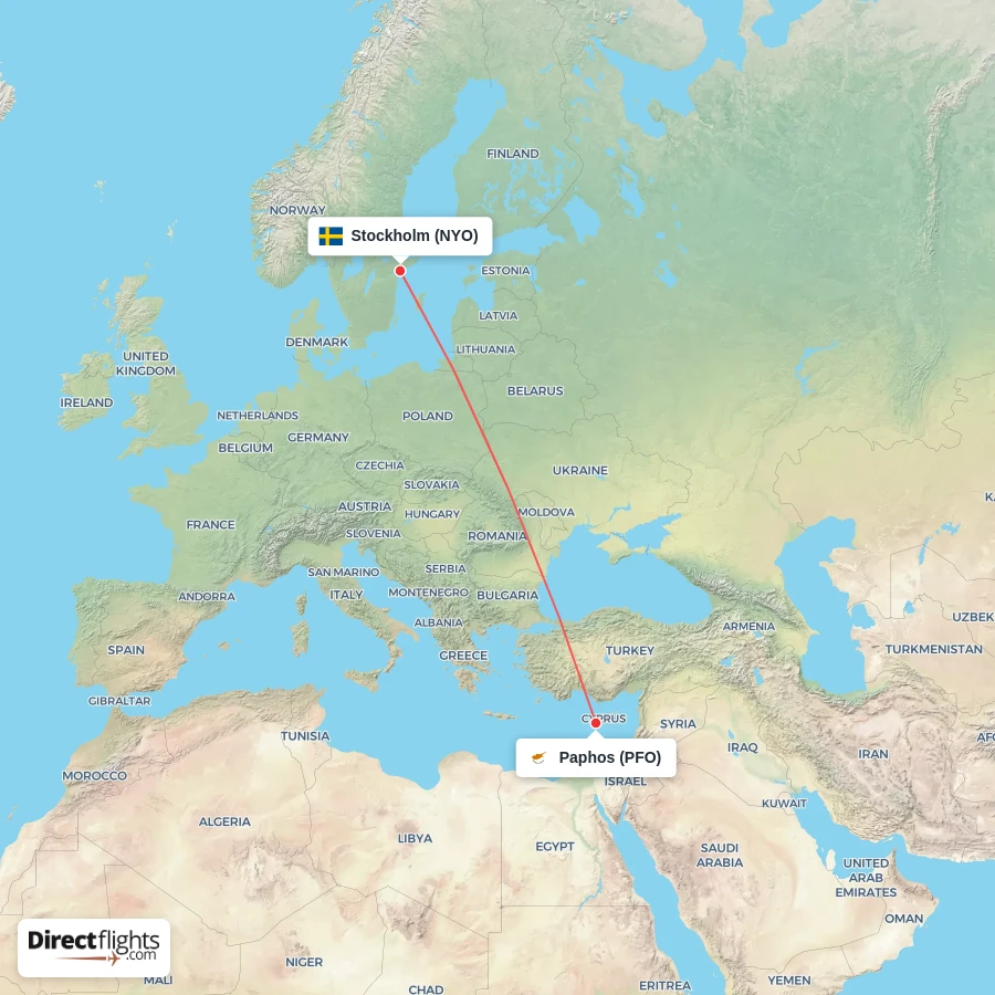 PFO - NYO route map