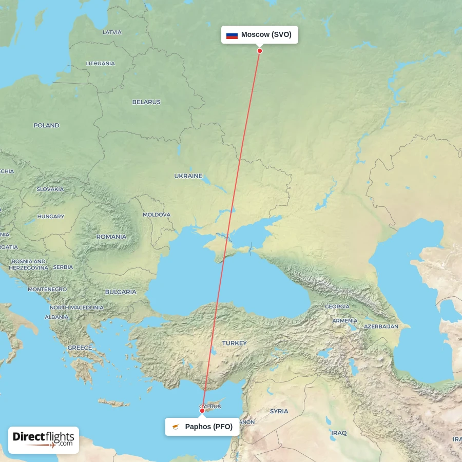 PFO - SVO route map