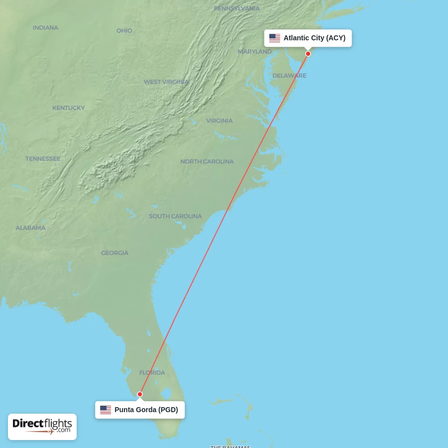 PGD - ACY route map