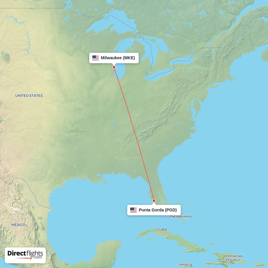 PGD - MKE route map