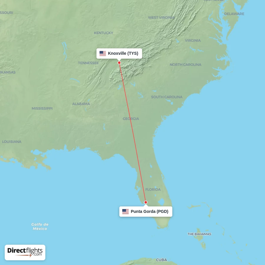 PGD - TYS route map