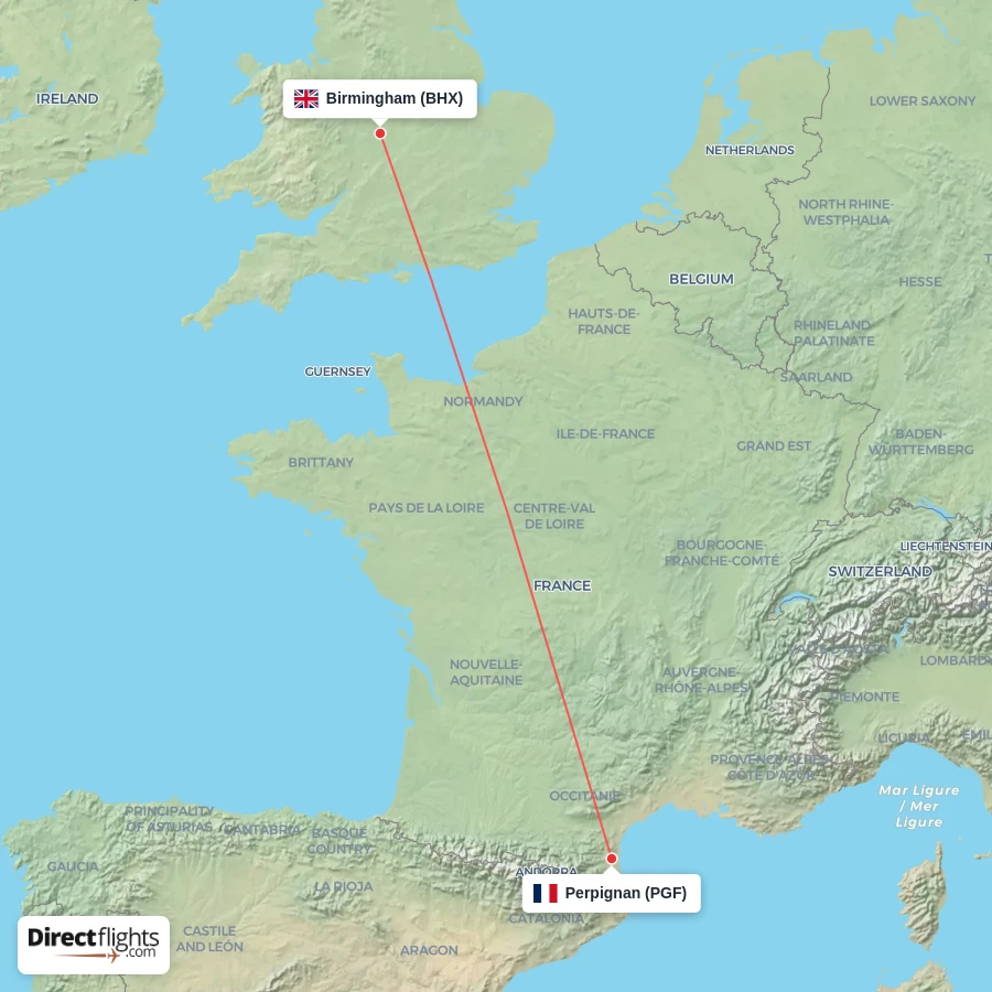 PGF - BHX route map