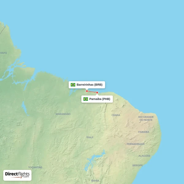 Parnaiba - Barreirinhas direct flight map