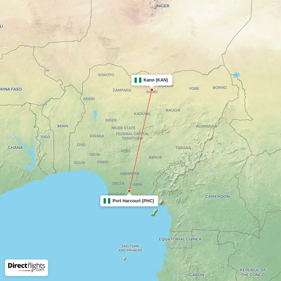 PHC - KAN route map