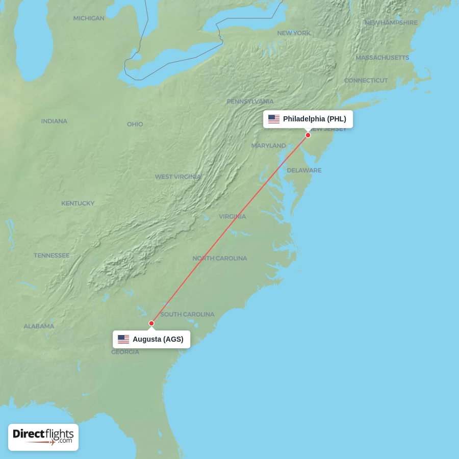 PHL - AGS route map
