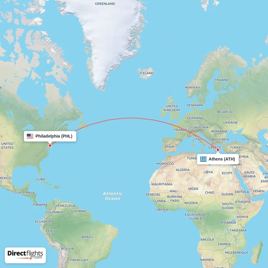 PHL - ATH route map
