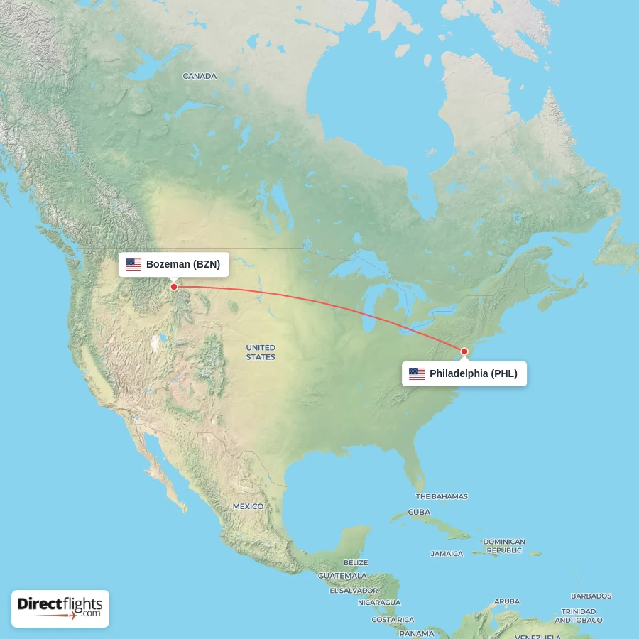 PHL - BZN route map