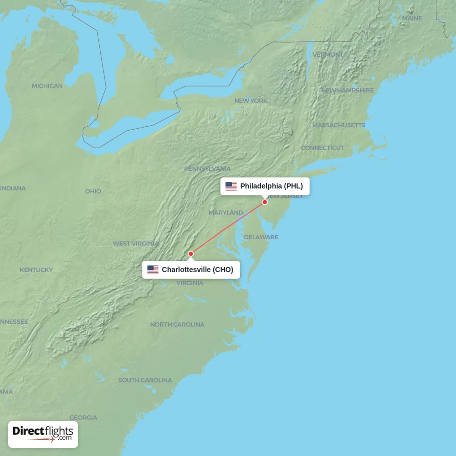 PHL - CHO route map