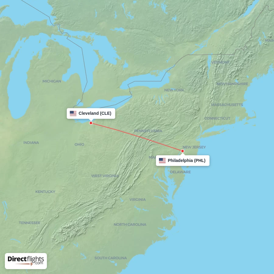 PHL - CLE route map