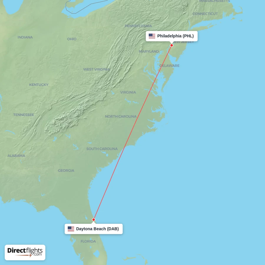 PHL - DAB route map