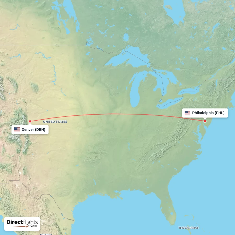 PHL - DEN route map
